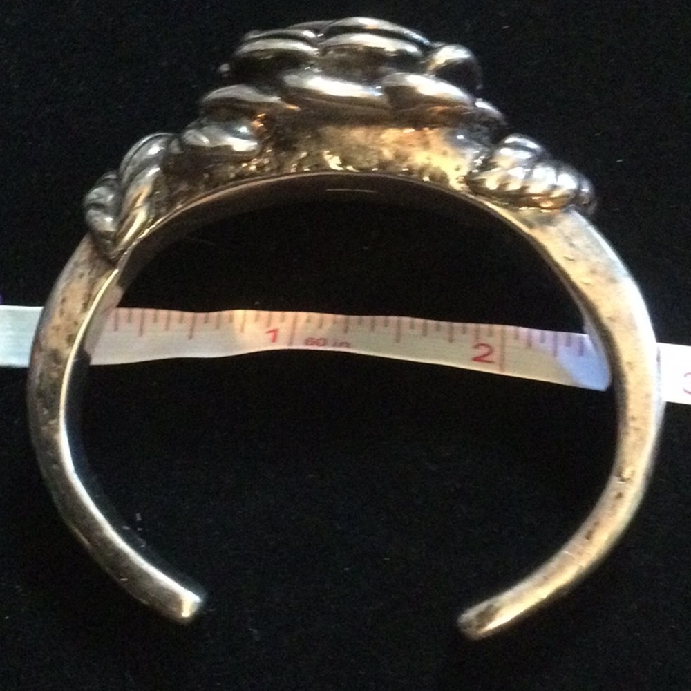 Big Vintage Sterling Silver Rose Bracelet - Picture 6 of 11